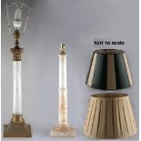 Property of a lady - a brass & tapering rope-twist moulded glass Corinthian column table lamp,