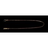 Property of a lady - a 9ct gold lightweight watch chain, 14.2ins. (36cms.) long, approximately 5.9