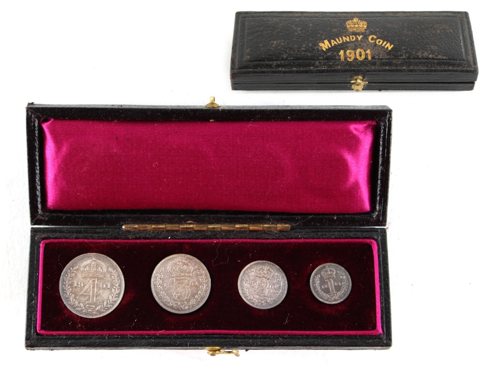 Property of a gentleman - coins - GB - a set of four 1901 Maundy silver coins, 4d, 3d, 2d and 1d, in