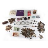 Property of a deceased estate - a bag containing assorted items, mostly coins (see illustration).