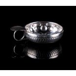 Property of a lady - a French silver wine tasting cup, engraved 'P. Biron', rubbed Minerva head mark