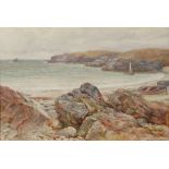 Property of a lady - James Aitken (exh.1884-1933) - A COASTAL SCENE WITH BOATS - watercolour, 12.