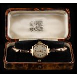 Property of a deceased estate - a lady's Vertex 9ct gold wristwatch on 9ct gold bracelet strap,