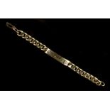 Property of a lady - a Dutch unmarked yellow gold (tests 14-18ct) identity bracelet with two