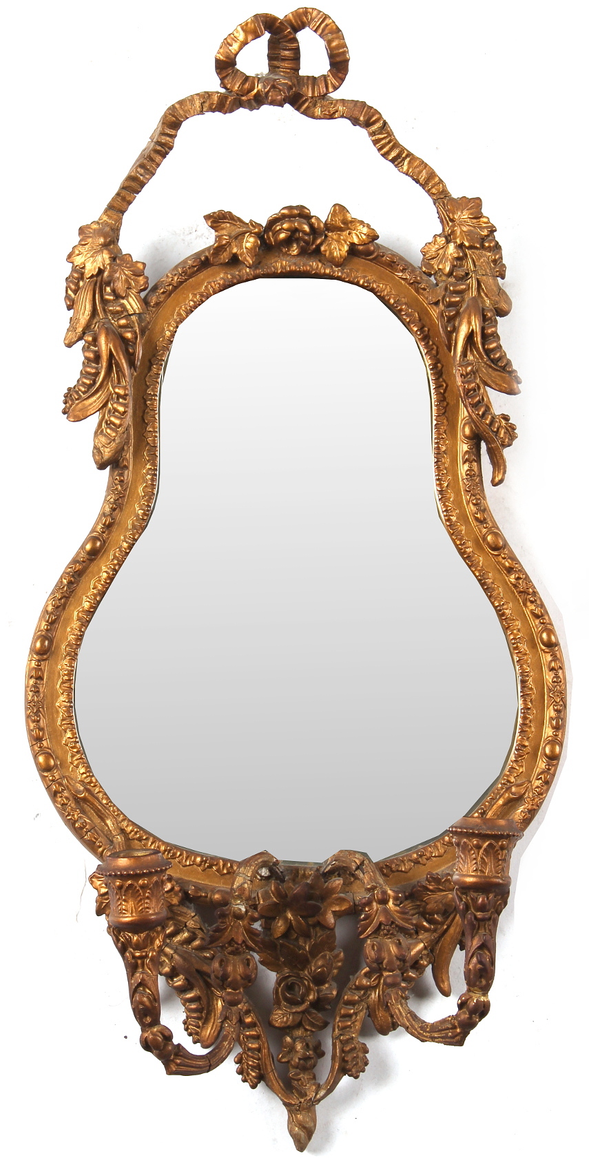 Property of a lady - a late 19th / early 20th century gilt painted oval framed girandole, 29.