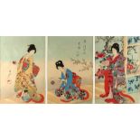 A collection of Japanese woodblock prints - Chikanobu Yoshu (1838-1912) - Playing with Silk Balls (