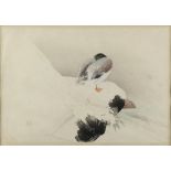 Property of a gentleman - a Japanese woodblock print depicting a goose in snow, early 20th