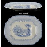 Property of a gentleman - a Victorian blue & white meat plate, with draining well, 18.25ins. (46.