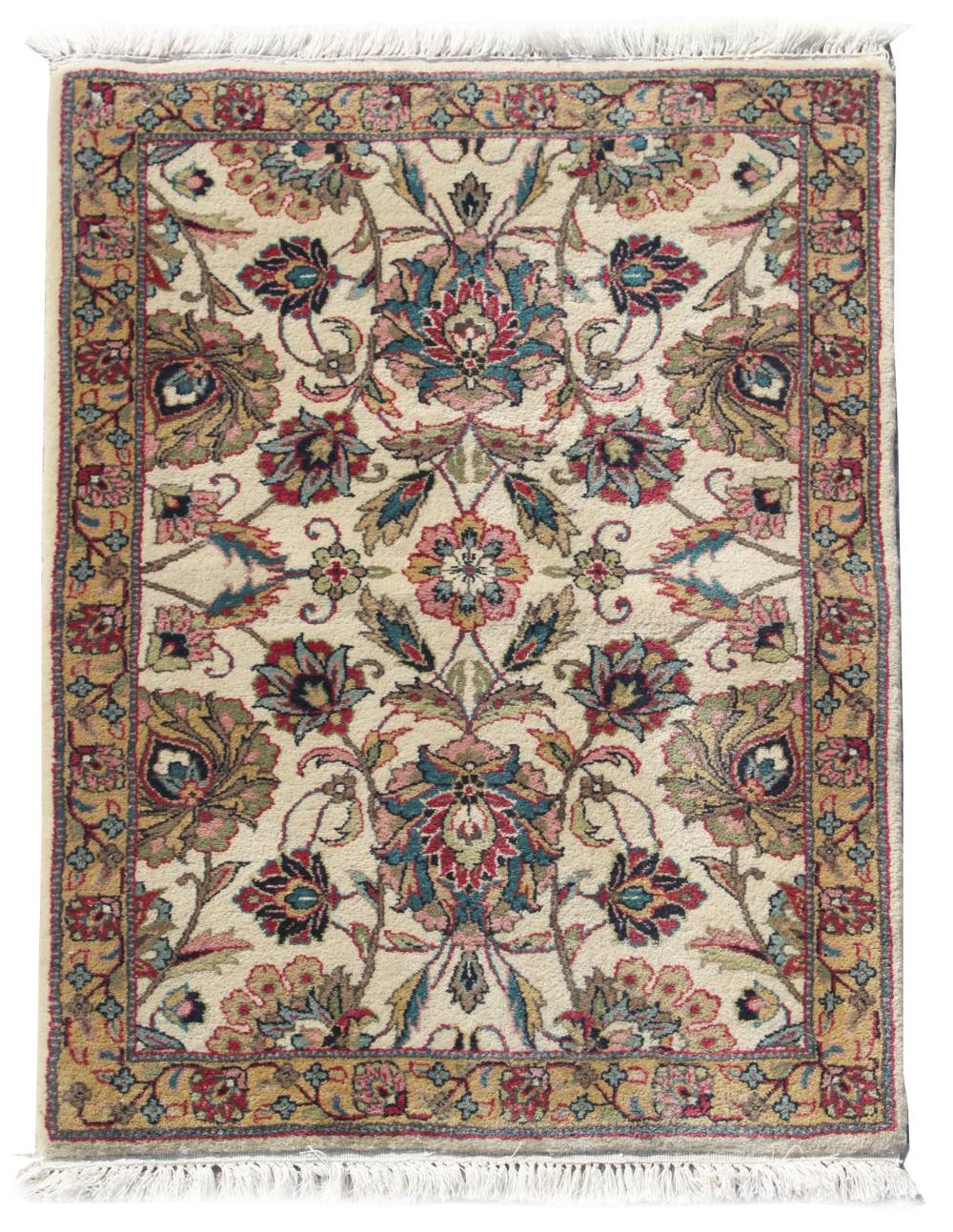 Property of a deceased estate - a small Persian Isfahan rug, with ivory ground, 35 by 25ins. (89