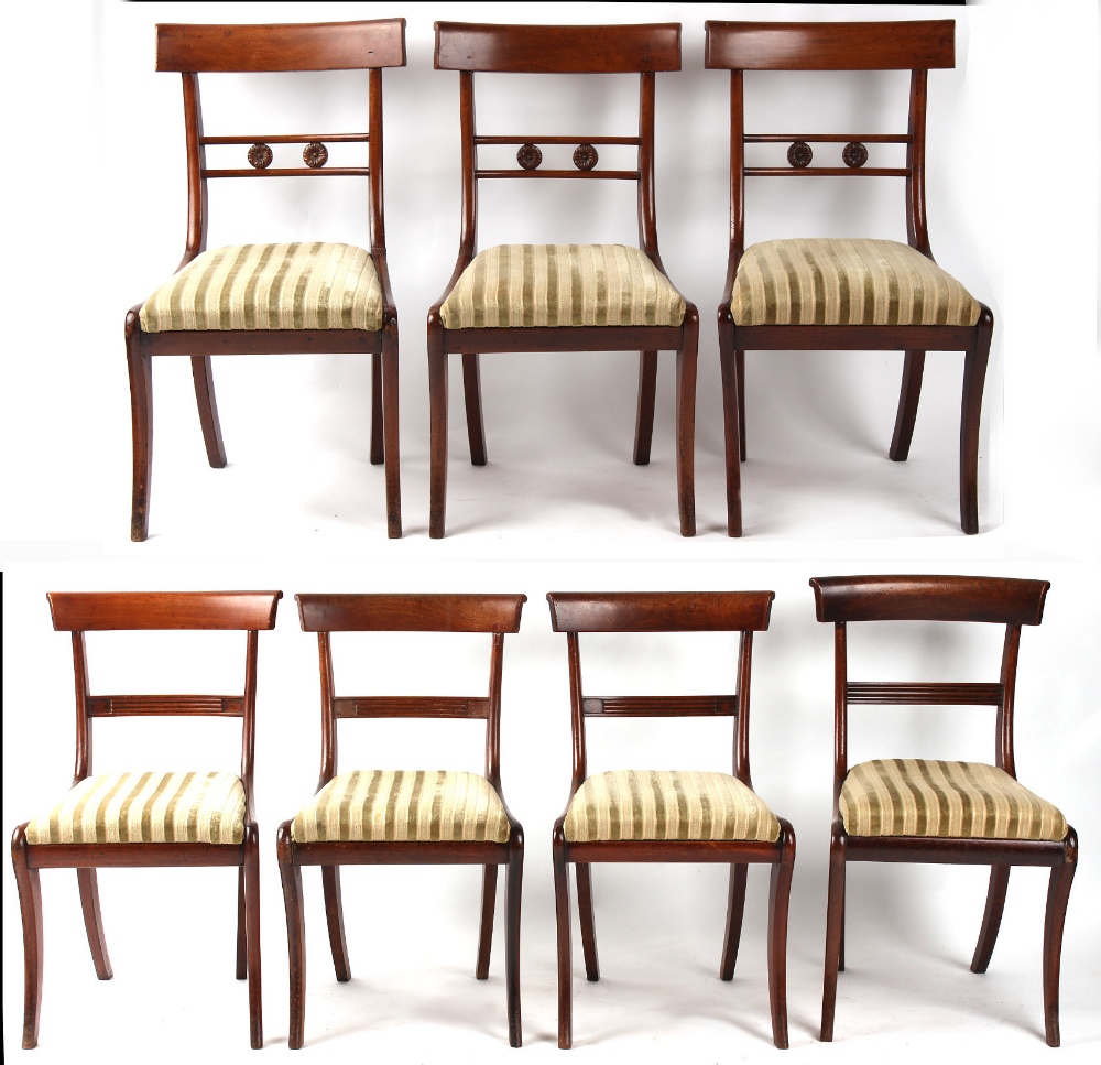 Property of a deceased estate - a set of four early 19th century Regency mahogany bar-back dining