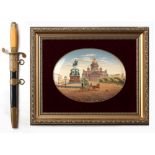 Property of a deceased estate - a modern Russian painted oval plaque, dated 2008, mounted in a