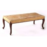 Property of a deceased estate - a Victorian walnut & floral upholstered lounge stool, on cabriole