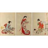 A collection of Japanese woodblock prints - Chikanobu Yoshu (1838-1912) - Ladies Preparing for Going