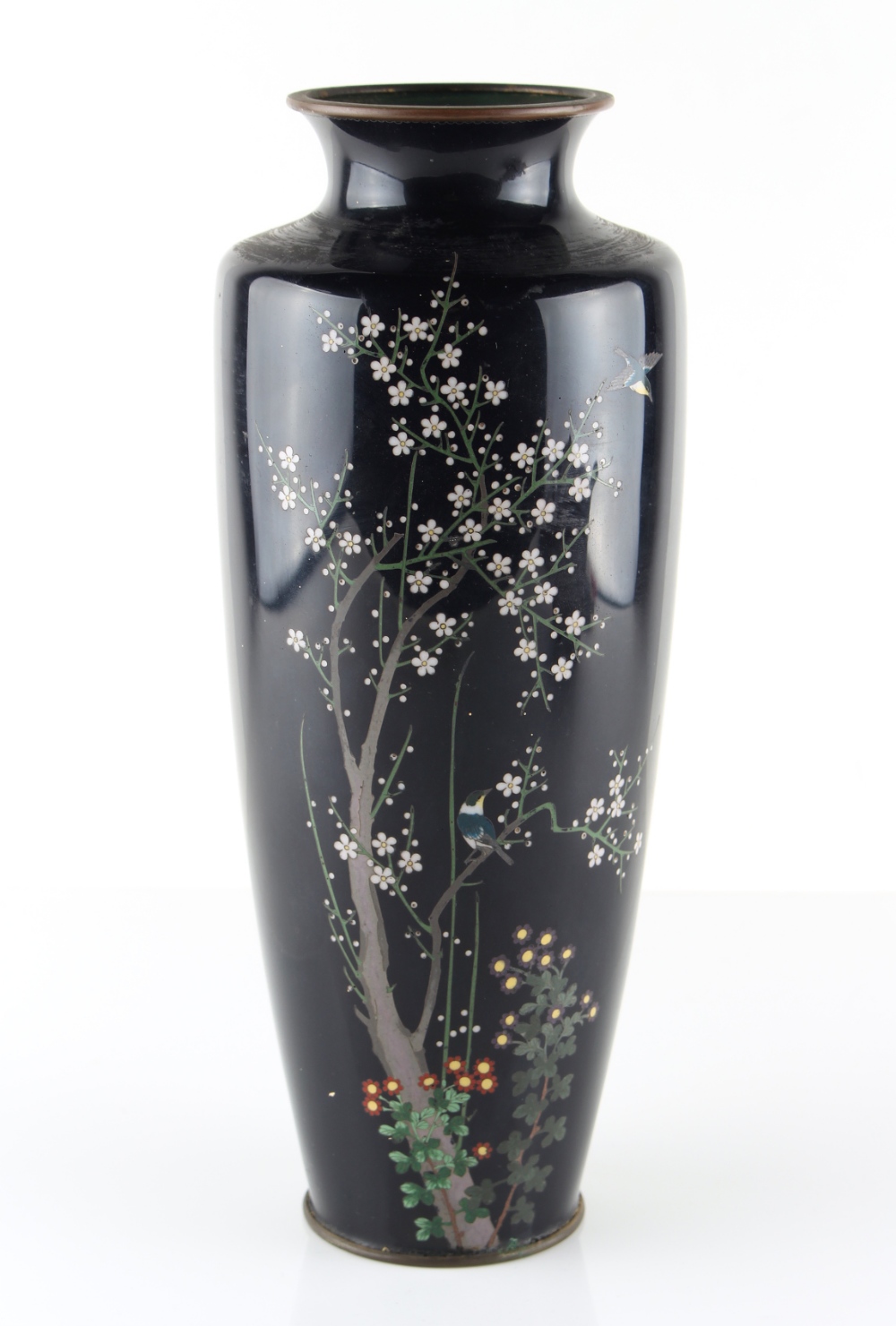 Property of a deceased estate - a Japanese silver wire cloisonne vase, Meiji period (1868-1912),