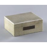 Property of a deceased estate - an Art Deco shagreen covered cigarette box, with later applied