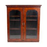 Property of a gentleman - an early 18th century walnut & boxwood strung glazed two-door bookcase top