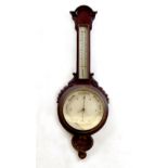 Property of a deceased estate - an early 20th century carved mahogany cased aneroid barometer &