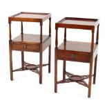 Property of a deceased estate - a pair of George III style mahogany two-tier nightstands, each