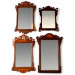 Property of a deceased estate - four 18th century & later mahogany fretwork framed wall mirrors, the