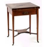 Property of a lady - an Edwardian rosewood & marquetry inlaid envelope card table, losses to