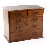 Property of a deceased estate - an 18th century George III oak chest of two short & three long