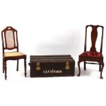 Property of a deceased estate - two assorted side chairs; together with a cabin trunk (3) (see