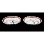 Property of a lady of title - a pair of 19th century Japanese Imari shaped oval dishes, each painted