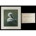 Property of a lady - Ray Harris-Ching (b.1939) - 'PREENING EGRET' - a signed print, number 90 of a