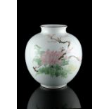 Property of a lady - a Japanese porcelain ovoid vase, with impressed & painted floral decoration,