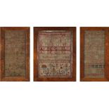 Property of a lady - a 19th century alphabet & figures sampler, in glazed frame, 19.1 by 14.