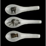 A private collection of Chinese spoons, mostly collected in the 1980's - a group of three