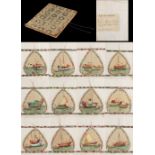 An album containing a complete set of twelve 19th century Chinese paintings on leaves, depicting