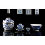 A group of four Chinese blue & white porcelain items, 18th / 19th century, including a provincial