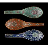 A private collection of Chinese spoons, mostly collected in the 1980's - a set of three Chinese