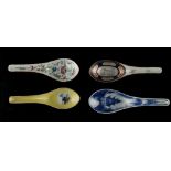 A private collection of Chinese spoons, mostly collected in the 1980's - a group of four Chinese
