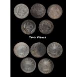 Property of a gentleman - coins - Mexico - silver eight reales (x5), dates 1784, 1881, 1884, 1894,