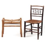 Property of a lady - a 19th century faux bamboo & rush seated side chair; together with a Far