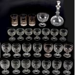 Property of a gentleman - a set of twelve good quality cut glass wine glasses; together with nine