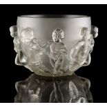 Property of a gentleman - a large Lalique 'Luxembourg' pattern frosted glass deep bowl, decorated in