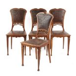 Property of a deceased estate - a set of four early 20th century French Art Nouveau walnut side
