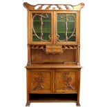 Property of a deceased estate - an early 20th century French Art Nouveau walnut & burr walnut buffet