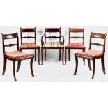 Property of a gentleman - a set of five early 19th century Regency period mahogany bar back dining