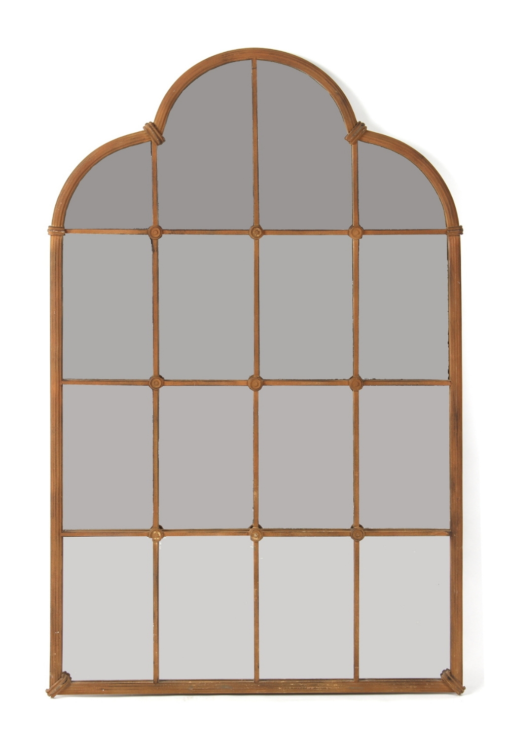 Property of a lady - a modern metal framed wall mirror, 57.5ins. (146cms.) high (see illustration).