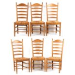 Property of a gentleman - a set of six modern rush seated ladderback chairs (6) (see illustration).