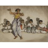 Alexander Nisbet Paterson (1862-1947) - INDONESIAN DANCER AND MUSICIANS - watercolour, 13.8 by 18.