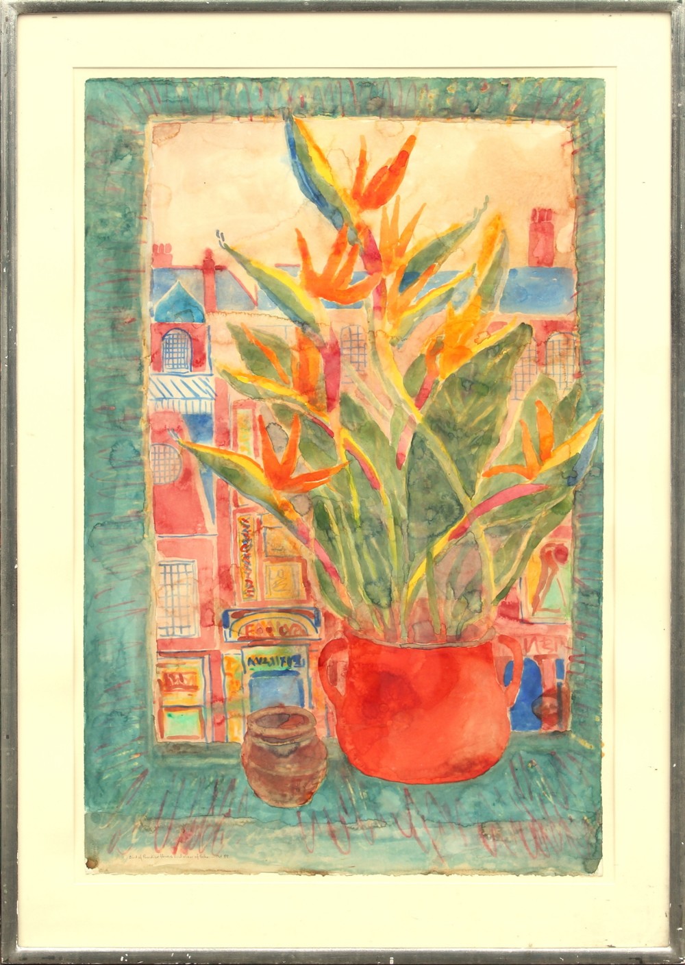 ARR - Property of a gentleman - Norman Adams RA (1927-2005) - 'BIRD OF PARADISE FLOWERS AND VIEW