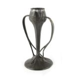 Property of a deceased estate - a Tudric pewter vase of stylised tulip form, designed by Archibald