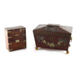 Property of a deceased estate - an early 19th century Regency period painted tea caddy, with gilt