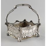 Property of a deceased estate - a German Art Nouveau 800 grade silver square section basket with