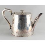 Property of a deceased estate - a Victorian silver teapot, of tapering cylindrical form, makers